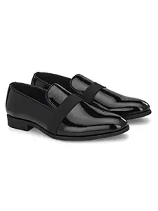 San Frissco Formal Slip-On Moccasins Wrinkle Free Petant Upper Cushioned Footbed/Comfortable Fashionable Stylish Flexible for Men/Size : 6 (Black)
