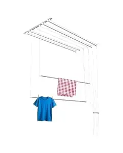 ZAK DRYERS Heavy Duty Stainless Steel LuxuryUV Protected Nylon Ropes Individual dropdown Ceiling Cloth Dryer/Cloth Hanger/Cloth Drying Stand for Balcony (6Pipes, 6Feet)