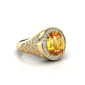 MBVGEMS Citrine ring 11.00 Ratti sunela ring Handcrafted Finger Ring With Beautifull Stone sunela ring Gold Plated for Men and Women