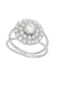 Adjustable Designer Cocktail Ring for Women | Wedding & Party look Jewelry | Stylish Finger Ring for Brides & Special Occasions (Silver)