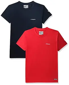 Charged Brisk-002 Melange Round Neck Sports T-Shirt Red Size Xs And Charged Endure-003 Chameleon Spandex Knit Round Neck Sports T-Shirt Navy Size Xs