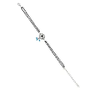 VOYLLA Evil Eye Black Bead Chain Silver Oxidized Bracelet