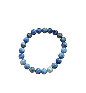 Natural Sodalite Beaded Bracelet – 8mm Blue Crystal Healing Stone Stretch Bracelet for Men & Women