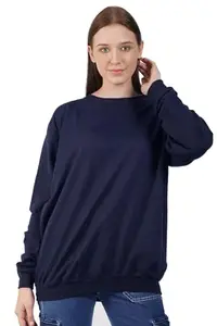 Amazon Brand - Nora Nico Womens Cotton Fleece Oversized Crew Neck Baggy Sweatshirt-Navy, 3XL