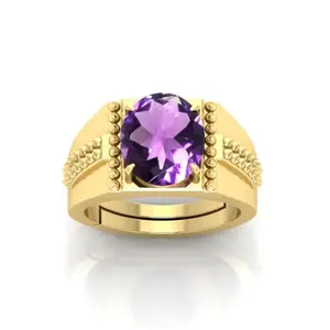 MBVGEMS 9.25 Ratti 9.00 Carat AMETHYST panchdhatu ring gold Plated Ring Astrological Adjustable Ring for Men and Women