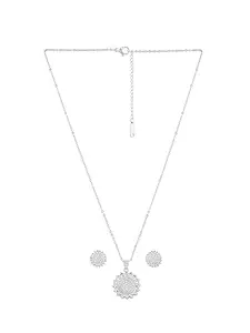 E2O White Rhodium-Plated Cz-Studded Necklace And Earrings