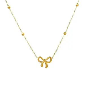 MYKI Gold Bow Pendant Necklace for Women with Elegant Chain Design
