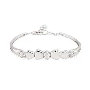 BHAVANI JEWELLERS 925 Sterling Silver Bow-Tie Adjustable Ladies Kada Bracelet – Elegant and Stylish Design, Hypoallergenic, Durable, Comfortable Fit, Perfect for Gifting | valentine's day gifts