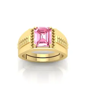 MBVGEMS 12.00 Ratti Unheated Untreatet A+ Quality Natural Pink Sapphire Gemstone Gold Plated Ring for Women's and Men's (Lab Certified)
