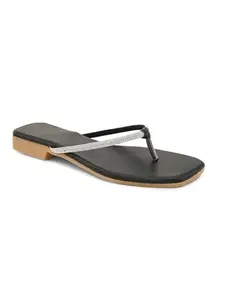 Creattoes Women Casual Flat Sandals Black-W-2408