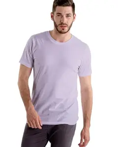 Round Neck Half Sleeve T-Shirt Men Light Lavender