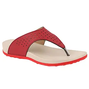 WELCOME Women's Extra Soft Slippers with Cushion FootBed for Adult | Comfortable & Light Weight| Stylish & Anti-Skid| Waterproof & Everyday Flip Flops for Ladies/Girls, W-LD-4-RED_6