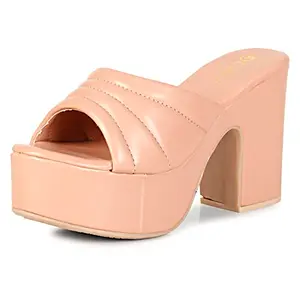Denill High Heel Sandals for Women (Peach, numeric_6)
