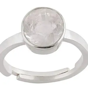 LMDLACHAMA 6.25 Carat / 7.25 Ratti Silver Ring Natural White Sapphire Stone Certified Safed Pukhraj Adjaistaible Ring Birthstone Precious Loose Gemstone