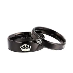 Lila Fashion Jewellery Couple Ring for Lovers His Queen Her King Proposal Finger Ring Stainless Steel Titanium Plated Ring (BZR_CoupleRingHisQueenHerKing(Size-19))