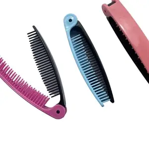 MYYNTI Foldable Travel Hair Brush Comb Portable Folding Mini Pocket Double Headed Comb for Men's and Women's - 3 pc, Multi COlor.