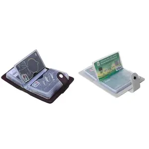 Stealodeal Brown 28 Slots Leather Debit/Credit/ATM Card Holder for Men & Women 26 Slot Grey PU PVC Credit/Debit/ATM Business Men/Women Card Holder