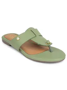 Liberty Senorita DFL-103 Casual Slipper For Women With PU Sole | Comfortable and Lightweight | Trendy Design | Durable Soft Insole | Stylish Footwear and Cushioned Footbed (Sea Green 39 EU)