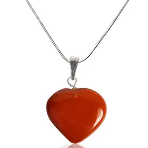 Crystu Natural Red Jasper Pendant Small Heart Shape Crystal Stone Pendant/Locket with Metal Chain for Reiki Healing Crystal Healing Gemstone Size 15-20 mm (Color : Red)