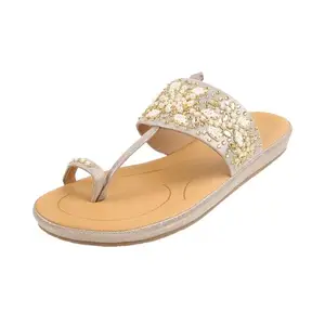 Metro Women Gold Ethnic Synthetic Sandals Uk/6 Eu/39 (35-239)