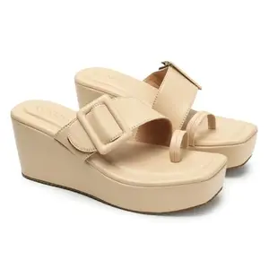 ICONICS Women Sandal,Beige,UK-4