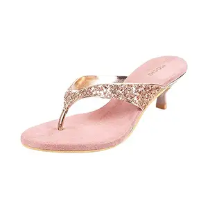 Mochi Women's Rose-Gold Party Slip On Heel Fashion Sandals UK/4 EU/37 (40-2333)