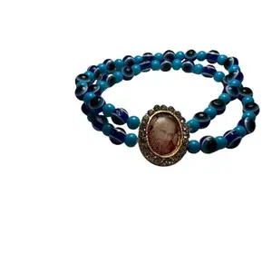 Happening Events Natural Guru Ji Evil Eye Bracelets Double Line Adjustable Stretchable For Men & Women Traditional Religious Jewelry For Devotion, Worship & Gifting (Pack OF 1)