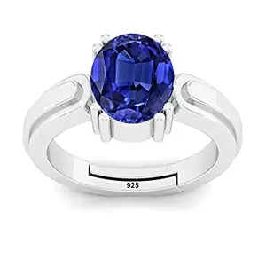 Akshita gems Sterling Silver 925 Ring Adjustable 8.25 RATTI 7.00 Carat Unheated and Untreated Neelam Natural Ceylon Gemstone for Men and Women