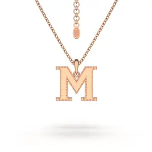 Estele Rose Gold Plated Magnificent M Charm Alphabet Initials Pendant for Women
