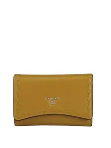 Da Milano Genuine Leather Yellow Trifold Womens Wallet (10182)