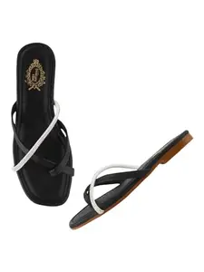 Shoetopia Women's Flat-185 Flat Sandal-6 Kids UK (Flat-185-Black)-EU39