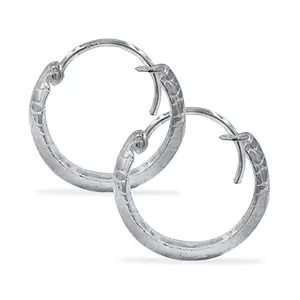 Taraash 925 Sterling Silver Texture Design Hoop For Women