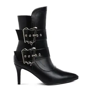 London Rag Chunky Buckle Strap Ankle Boots
