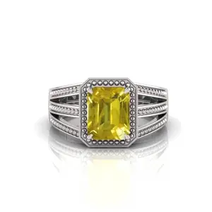 3.25 TO 16.25 Ratti Yellow Sapphire Stone Plated Adjustable Ring Original and Certified Natural Pukhraj Gemstone Free Size Anguthi for Men and Women