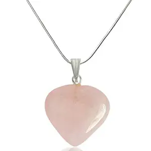 Reiki Crystal Products Unisex Natural Rose Quartz Pendant Heart Shape Crystal Stone Pendant with Chain for Reiki Healing Pendant Size 15-20 mm approx (Color : Pink)