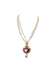 SAI TEJASWI Jewellery Designer Gold & Purple Necklace Set For Women