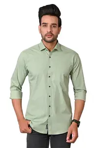 Veda Fashion Green Spring Color Printed Cotton Shirt for Men's (X-Large) (Green Spring_X-Large)