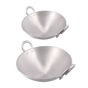 SG CRAFTS™ Aluminium Kadhai | Kadai with Handle for Kitchen | Deep Frying Kadai (Size:2.5 litres and 4 litres) (Material: Aluminium Kadhai)(Item: Kadhai/Kadai)(Color: Silver) Combo Pack of 2 pcs price in India.