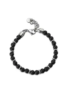 Aconite® 8 mm Natural Rock Bracelets: Volcanic Lava, Polished Obsidian, and Matte Obsidian - Shadows on the Ocean (Sparrow Industry)