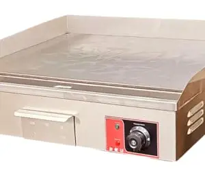Shoppers Hub PNQ Premium Electric Griddle Plate 820H � Large Flat Top, 2x2kW Dual Heating Power, Stainless Steel, Commercial Hot Plate for Restaurants & Catering (Heating Area: 52x72cm)