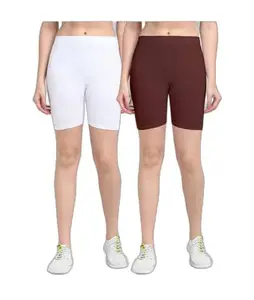 Apraa & Parma Sports Solid Women White, Maroon Regular Shorts ()_APS-SBT-01 White, Maroon- L- 2
