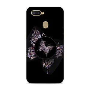 Screaming Ranngers Designer Printed Hard Matt Finish Mobile Case Back Cover with Mobile Holder for Oppo A7 / A12 / A5s (Butterfly/Girl Designs)