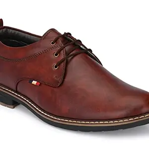 YLF Men Formal Cherry Oxford Lace Up Wrinkle Free Shoe 6UK