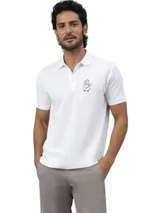 TTFPL FASHION STORE Follow Your Dreams Men's Polo T-Shirt, Handprint Design on Front, White (Medium)