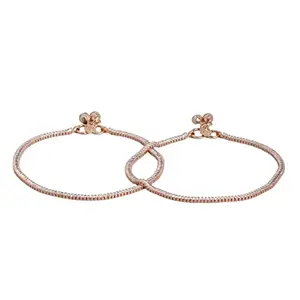 ACCESSHER Women Plated AD Studded Handcrafted Anklet For Women - Rose Gold