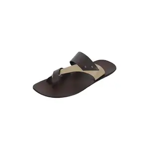Mochi Men's Brown Faux Leather Stylish Slipper UK/9 EU/43(16-1054)
