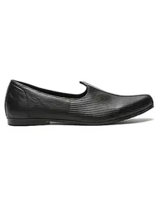 TEAKWOOD LEATHERS Men's Slip-On Mojaris, Juti, Sandal, Slipper Footwear Shoes for Men (40, Black)