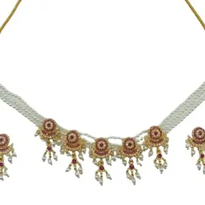 Traditional Necklace Choker set with white handcarft Pearl | Necklace Set with Choker