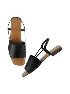 SilverArrow Women's Virona Flats Sandals, Black, 6UK