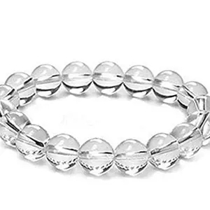 KINZA CRYSTAL Clear Quartz Crystal Stone Bracelet Inner Purity, Body, Mind and Soul, Relaxation for Men and Women (Pack of 1)